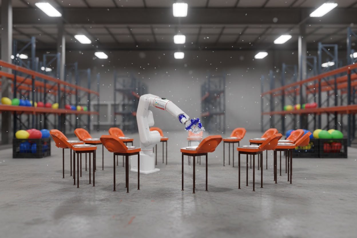 Robotic coating cell in operation